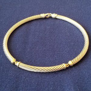 David Yurman 14K Gold and Silver Cable Collar Necklace-PRICE DROP FOR V-DAY!